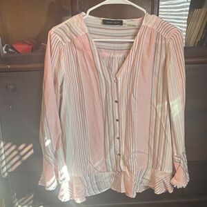 Ivanka Trump Pink and White Striped Blouse